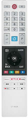 VINABTY CT-8528 - Mando a distancia de repuesto para televisores Toshiba con botones Rakuten TV Netflix YouTuBe
