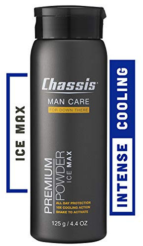Chassis Ice Max Premium Body Powder for Men, Natural Deodorant with 10 Times the Cooling Sensation, Free of Talcum Powder, Parabens, and Menthol