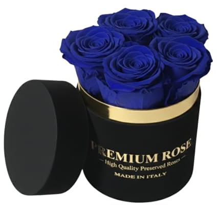 Box Cilindro in Velluto con Rose stabilizzate, box premium con rose eterne rossa blu bianche nere. Scatola Tonda Nera, Idea regalo San Valentino, Made in Italy
