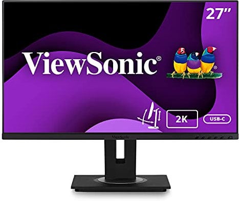 Viewsonic VG2756-2K 68,6 cm (27 Zoll) Büro Monitor (QHD, IPS-Panel, HDMI, DP, RJ45 Ethernet, USB C, Höhenverstellbar, Lautsprecher, Eye-Care, 4 Jahre Austauschservice) Schwarz