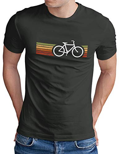 OM3® Retro Bicycle T-Shirt - Herren - Cycling Cyclist Biking Fahrrad Radfahrer - Dark Grey, XL