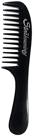 Strähnenboy Lockenkamm handgemacht Griffkamm schwarz weit + grob gezahnt 20 cm - Afro Styler-Kamm Locken + Haare stylen + entwirren Strähnenkamm (205)