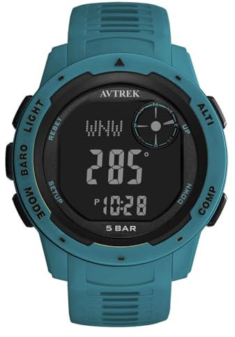 AVTREK Outdoor Digital Kompass Uhr Herren Survival Uhr Militär Uhren Wasserdicht Taktisch Höhenmesser Höhenmesser blau