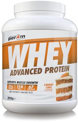 Per4m Whey Protein Powder | High Protein Shake for Muscle Growth & Recovery | Low Sugar Gym Supplement | Sports Nutrition Drink + Amino Acids (67 Servings (Pack of 1), Carrot Cake)