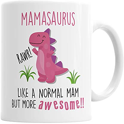 Mamasaurus Mug Mam Dinosaur Cup for Fathers Day Birthday Christmas Funny Mug Present for Mam