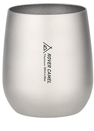 Flytise Gobelet à thé isotherme ultra léger à double paroi - 120 ml - En titane - Pour le camping, la randonnée, le bureau