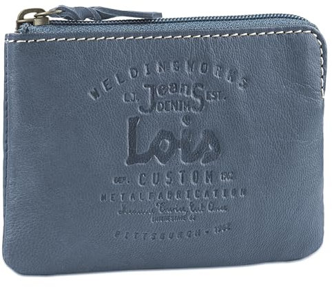 Lois - Porte Monnaie Homme Cuir Souple Petit Format - Petit Porte Monnaie Homme - Bourse Porte Monnaie Multi Rangements Anti RFID. Porte Carte Cuir., Bleu Jeans