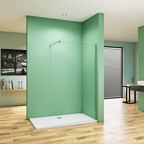 80x200cm Mampara de Ducha Puerta Frontal Fija Cristal 8 mm ANTICAL Transparente Barra 70-120cm