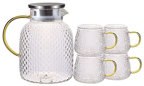 Caraffa per Acqua refrigerante Bottiglia di acqua fredda martellata con la tazza Acqua Pitcher Ambientazione esterna Teiera resistente al calore della famiglia Set for il succo BEVANDE DELL' ACQUA DE