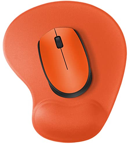 Audimi Kleines Mauspad mit Handgelenkauflage Unterstützung Mauspad Rutschfeste Gummiunterseite für Laptop PC Büro Arbeiten Gaming (Orange)