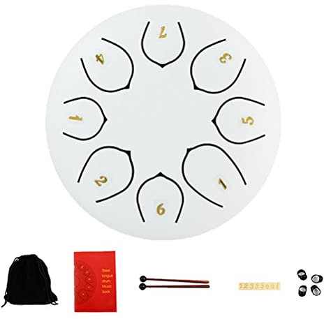 Eeneme Stahlzungentrommel, 6 Zoll 8 Tone C-Dur Zungentrommel aus Stahl, Steel Pan Töne Schlaginstrument Hand Pan Drum Meditation Yoga Klangheilung