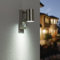 HOFTRONIC - Mason - LED Außenwandleuchte mit Bewegungsmelder und Dämmerungsschalter Edelstahl - GU10 6000K Tageslichtweiß - Moderne Wandlampe Downlight