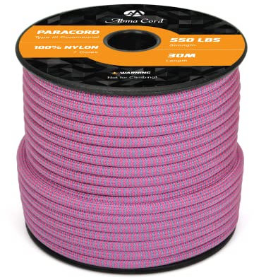 Abma Cord Paracord 550 Nylon Seil Paracord 4mm Schnüre mit 7 Kern-Strängen Type III Survival Fallschirm Schnur - Max. 250kg (550lbs)