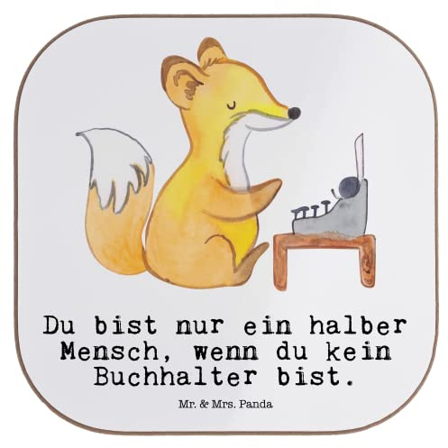 Mr. & Mrs. Panda Untersetzer Tasse Buchhalter Herz - Geschenk, Angestellter, Beruf, weinuntersetzer, Coaster, Design, für Gläser, Lustig, Spruch, gläseruntersetzer, Tischschoner