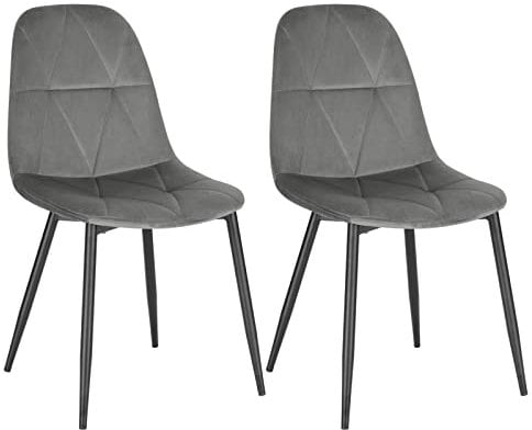 Lestarain 2er Set Esszimmerstühle mit Rückenlehne, Küchenstuhl mit Samtbezug Polsterstuhl aus Metall, ergonomischer Stuhl für Esstisch, Esszimmer Küche Wohnzimmer, Hellgrau LCNI109003-2