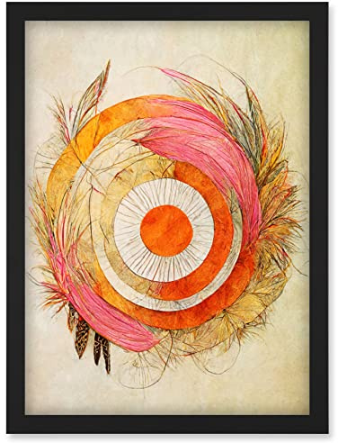 Doppelganger33 LTD Abstract Dreamcatcher With Feathers In Soft Pastel Palette Artwork Framed Wall Art Print A4