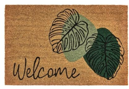 Felpudo antideslizante de fibra de coco natural modelo Welcome de 60x40 cm | Base de PVC antideslizante. Alfombra para entrada de casa. Decora y mantén limpio el interior. Evitar lluvia y sol directo