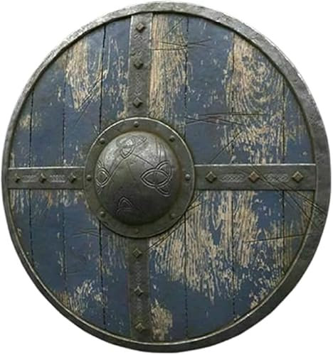 ENCORE HOME DECOR Mittelalterliches Rüstungsschild, Mittelalterschild, LARP-Schild, Kampfbereiter Schild, runder Holzschild