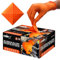 GRIPXX Herkules Grip 8mm Orange Nitrile Gloves, 3D Embossed Diamond Texture, Latex & Powder Free, Industrial, Mechanical (1, Large)