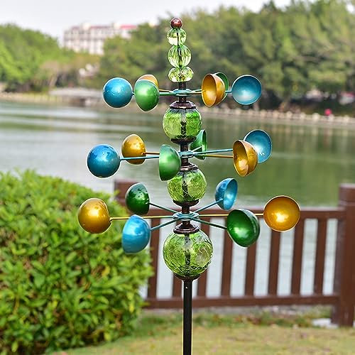 SJASD 120 cm Kinetischer Windspinner aus Metall,Garten Löffel Windmühle 360 Grad drehbar,Windspiel Windspiele Für Den Garten,Terrasse, Rasen, Gartendekoration