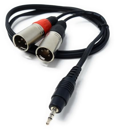 DRUT 1m 3.5mm Stereo Jack to 2 x XLR Male Plugs For PC, Phone, MP3 to Mixer Cable Lead (3.3ft)