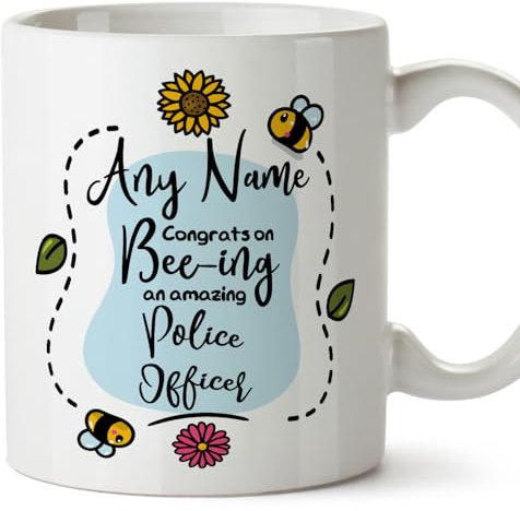 MUGFFINS Personalised Mug for Police Officer - in English - Thanks for Beeing - Funny Custom Gift for Colleagues - Ceramic 11oz Mug