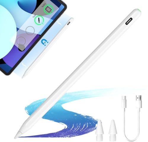 Dinow Lapiz para Tablet iPad 2018-2023, Lapiz para iPad Rechazo de Palma, Detección de Inclinación,Pencil iPad Compatible con iPad 9/8/7/6th Gen, iPad Pro11''/12,9'',iPad Mini 6/5th,iPad Air 5/4/3th