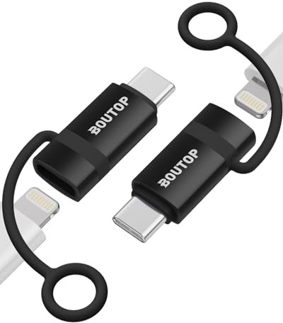 BOUTOP 60W [Apple MFi Zertifiziert] Lightning auf USB C Adapter für Schnelles Laden Kompatibel mit iPhone 17/16/15 Pro Max/Plus, MacBook, iPad Air/Pro - [2 Stück, Schwarz]