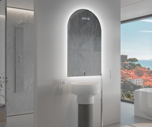 Artforma Unregelmäßiger Form asymmetrischer Spiegel mit LED Beleuchtung 100x190 cm | Moderner Industrial Wanspiegel Beleuchtet Nach Maß | PRTP221 | Wählen Sie Zubehör | Lichtspiegel Badezimmerspiegel