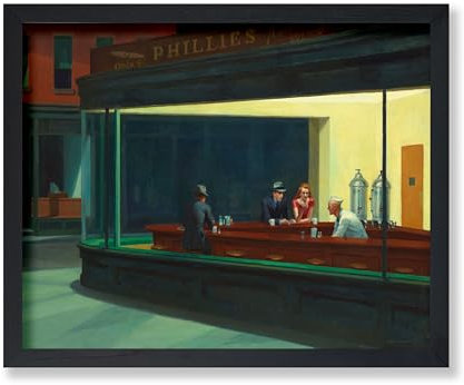 Poster Master Vintage Edward Hopper Poster – Retro Nighthawks Print – Nighthawks Malerei – Realismus Kunst – Existentielle Kunst – Slice of Life Art – Klassische Dekoration für Zuhause oder Café – 28