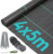 Harbour Housewares Schwarz 4m x 25m 110gsm Unkrautbekämpfungsmembran Set mit Heringen und Platten - Schwerlast Garten Stoff Gras Bodendecker Blatt Rollen