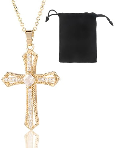 VJUYSW Gold Kreuz Kette, Kreuz Kette Halskette für Damen, Hypoallergene 18K Vergoldete Kette, Modeschmuck Geschenk, für Frauen Freundin Mama Mädchen