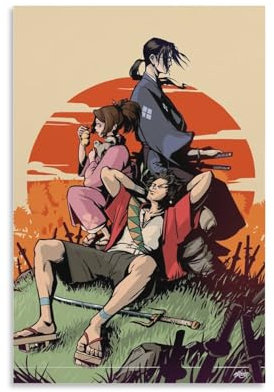 SUELEY Samurai Champloo Anime-Poster, 4 Poster, Druck, Kunst, Wandgemälde, Leinwandposter, moderne Schlafzimmer-Dekoration, 30 x 45 cm