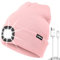 ATNKE LED Mütze mit Licht, USB Typ C Wiederaufladbare 4 LED Beleuchtete Laufmütze Extrem Heller Lampe Winter Warme Stricken Mütze für Herren und Damen Geschenke/Light Pink