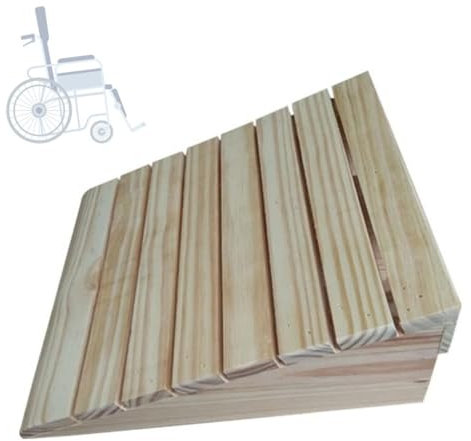 IMUNKT Massivholz Türschwellenrampe, Rollstuhlrampe 7-15cm Hoch Bordsteinkanten Rampe, Tragbare Leichte Schwellenrampe, Auffahrkeile Für Tür, Stufen, Garage(39 * 35 * 15cm)