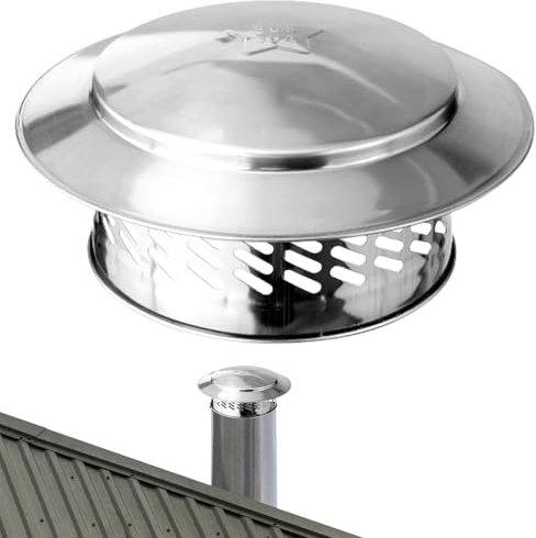 Edelstahl Schornsteinabdeckung | Outdoor Dach Ofen Rohr Abdeckung | Große Krempe Design Schutz Werkzeug für alle Arten von Abzugshauben, Lüftungskanälen und Schornsteinen