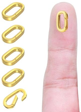 SJUIEO 5-teilige, 18 Karat vergoldete, ovale Schmuckverschlüsse mit schließendem Federring zur Herstellung von Schmuck, Halsketten und Armbändern (14 x 7,8 x 2,2 mm)