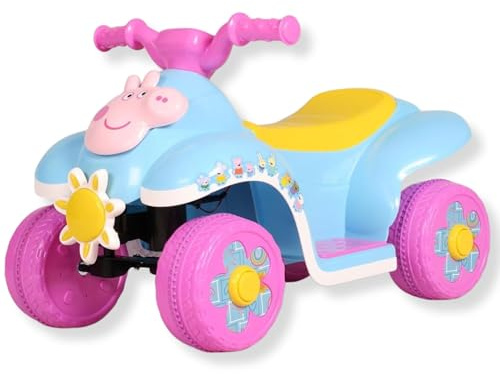 Peppa Pig 6V Ride-On Quad – Officially Licensed Toddler Electric ATV, Push-Button Drive, Safe Stable 4-Wheel Design, Indoor/Outdoor Kids Ride-On Toy
