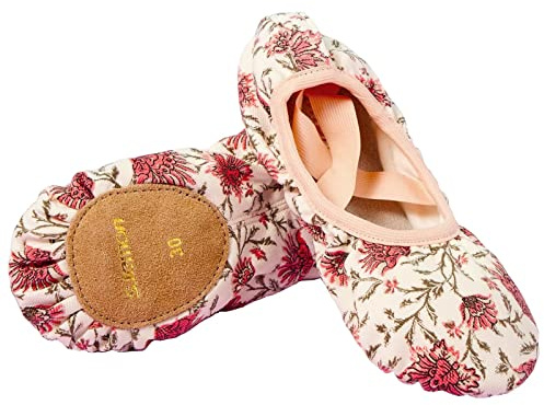 s.lemon Exquisite Elastic Canvas Ballet Dance Shoes Stretch Ballet Slippers Flats Pumps for Girls Kids Women TLB Colorful 26EU Multicolor