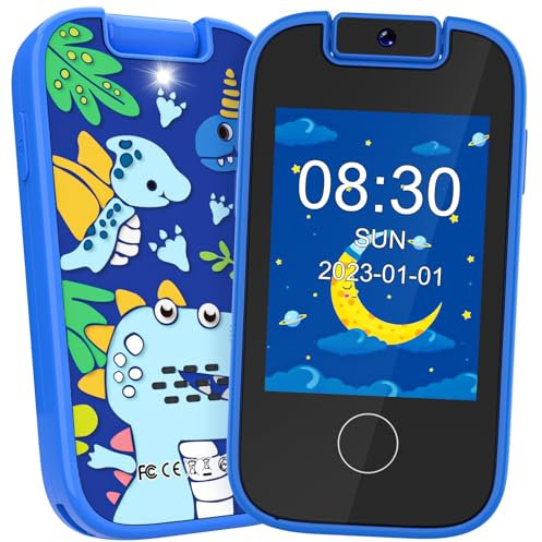 Dhapy Kinder Handy Smartphone, Touchscreen MP3 Player mit Dual Kamera Jungen Mädchen, Geburtstags Geschenke Lerntelefon Spielzeug ab 3 4 5 6 7 8 Jahre mit 8GB SD Karte, Blau