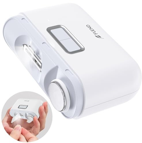 Electric Nail Clippers, Automatic Nails Blanking Sanding Polisher 2 in 1, Portable Nail File, Fingernail Cutter with LED Light, No Noise, One Key Operation, Safety Fingernail Trimmer for Baby