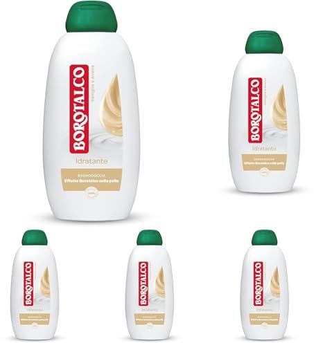 Borotalco Bagnodoccia Idratante Vaniglia e Avena, Bagnoschiuma Corpo, Formula Idratante e Avvolgente, Effetto Borotalco sulla Pelle, Dermatologicamente Testato, Flacone da 600 ml (Confezione da 5)