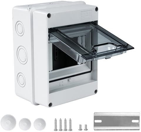 Sicherungskasten Aufputzmontage, IP65 wasserdichter ABS-Verteilerkasten, Anschlusskasten mit transparenter Abdeckung, geeignet für Feuchträume, Gärten, Außenbereiche, Villen, Ladestationen(HT5)