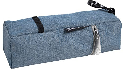 Exacompta - Réf. 52790E - Carton de 6 trousses pot à crayons Bee Blue en polyester motif nid d'abeilles - transformable en pot à crayons avec pince clip - couleurs bleu clair et bleu marine