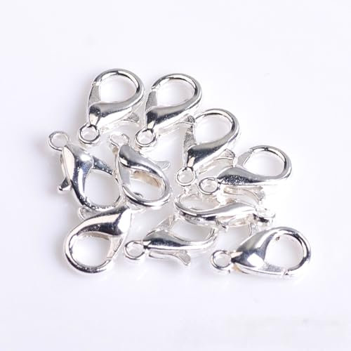 100 Stück Karabiner Kettenverschluss, 21mm Schlüsselanhänger Haken Clip, Armband Verschluss Kettenverschluss, Metall Schmuckverschluss Karabinerverschluss für Handwerk Schlüsselanhänger,Silber