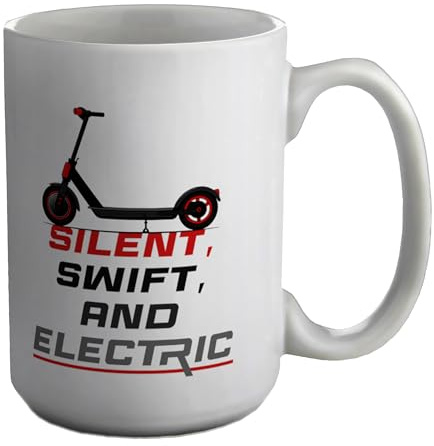 Shopagift Silent Swift and Electric E-Scooter Mug White 15oz Large Ceramic Cup