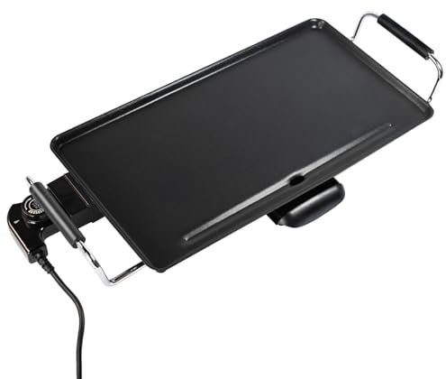 Kochmann Elektrischer Teppanyaki Tischgrill – 2000W Grillplatte mit Granit-Antihaftbeschichtung, Stufenlose Temperaturregelung, Öl-Abtropfsystem, Leichte Reinigung – 46 x 26 cm
