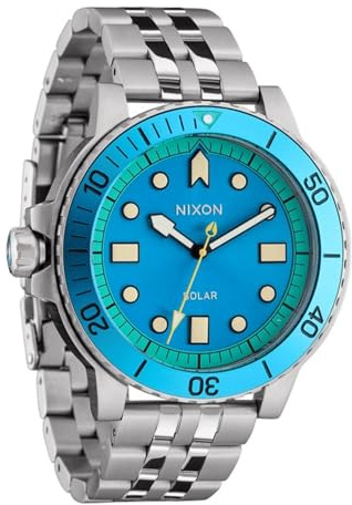 Nixon Stinger 44 Armbanduhr für Herren in der Farbe Silber mit Armband aus Edelstahl, Wasserdichtigkeit: 10 bar, Gehäusedurchmesser: 47,3 mm, A1402-5308-00