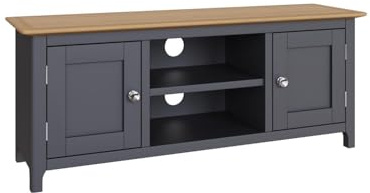 FWStyle Graphite Blue Oak 2 Door TV Unit - W110 X H44 X D35cm