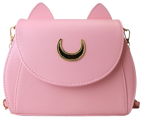 LoveWLC Moon Luna Geldbörse mit Katze, PU, Gothic, Cosplay, Mond, Matrose, Handtasche, Schultertaschen für Mädchen und Frauen, Pink 1, Medium